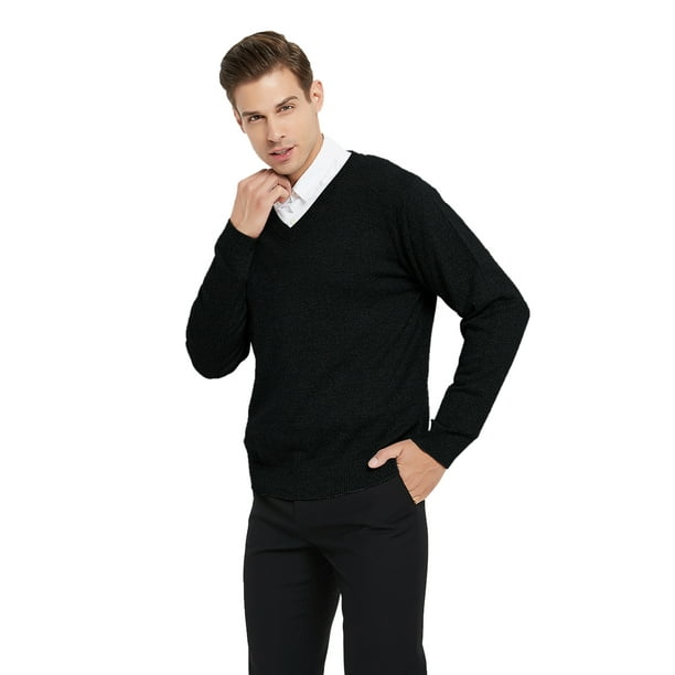 TOPTIE Mens Long Sleeve Slim Fit V-Neck Pullover Sweater 